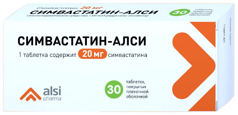 

СИМВАСТАТИН-АЛСИ таблетки 20 мг 30 шт.