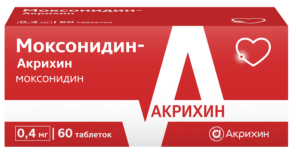 Моксонидин-Акрихин 0,4мг 60 шт. таблетки покрытые пленочной оболочкой