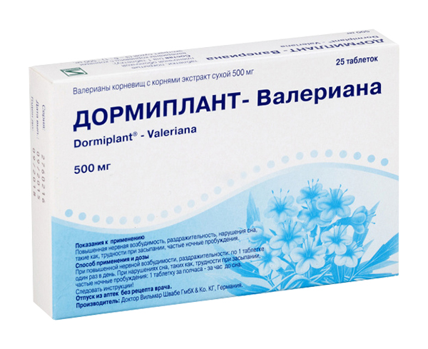 ДОРМИПЛАНТ-ВАЛЕРИАНА таблетки 500 мг 25 шт.