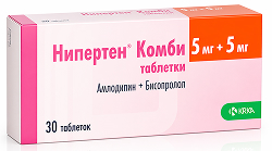 Нипертен Комби 5мг+5мг 30 шт. таблетки покрытые пленочной оболочкой Крка-Рус