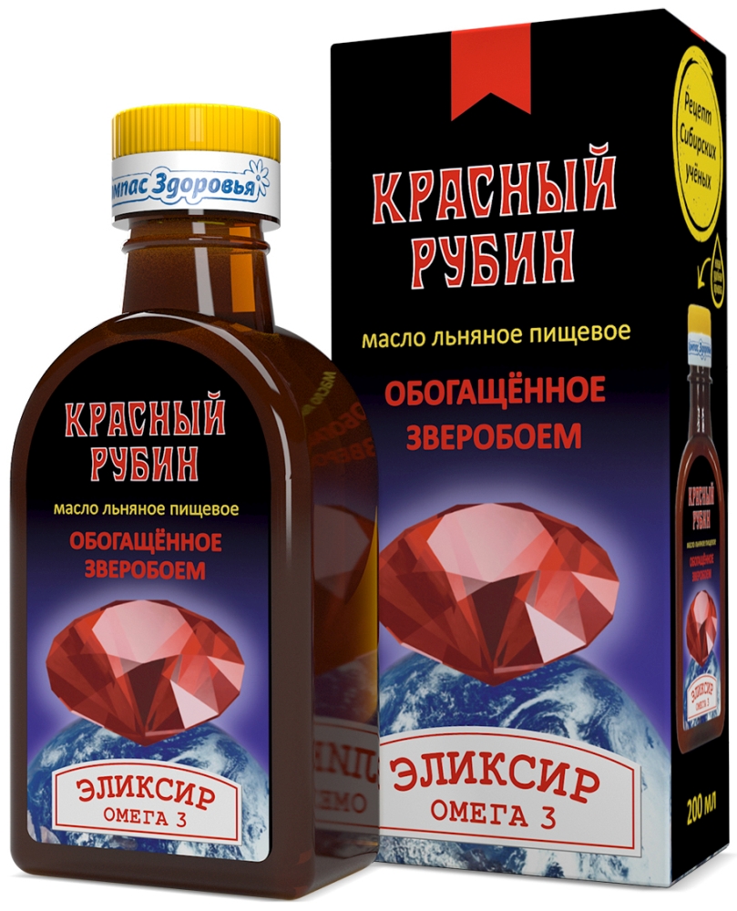 Красный рубин масло льняное пищевое обогащенное зверобоем 200мл