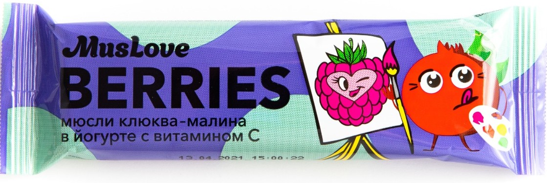 

МУСЛАВ батончик-мюсли в йогурте Клюква/Малина 25г