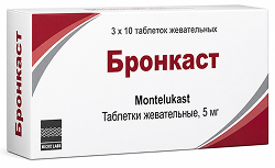 Бронкаст 5мг 30 шт. таблетки жевательные
