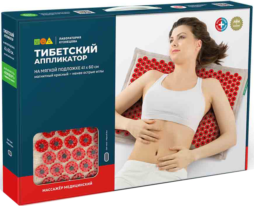 Тибетский аппликатор коврик на мягкой подложке 41х60см красный