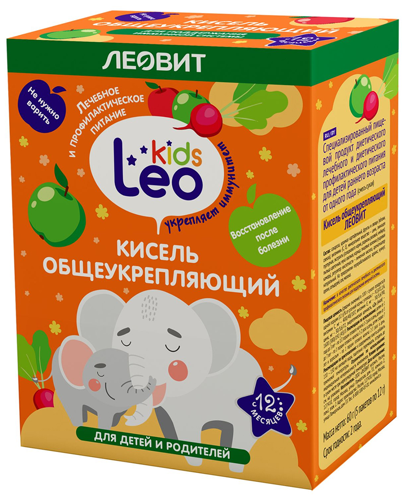 Леовит Лео Кидс кисель для детей общеукрепляющий 12г 5 шт.