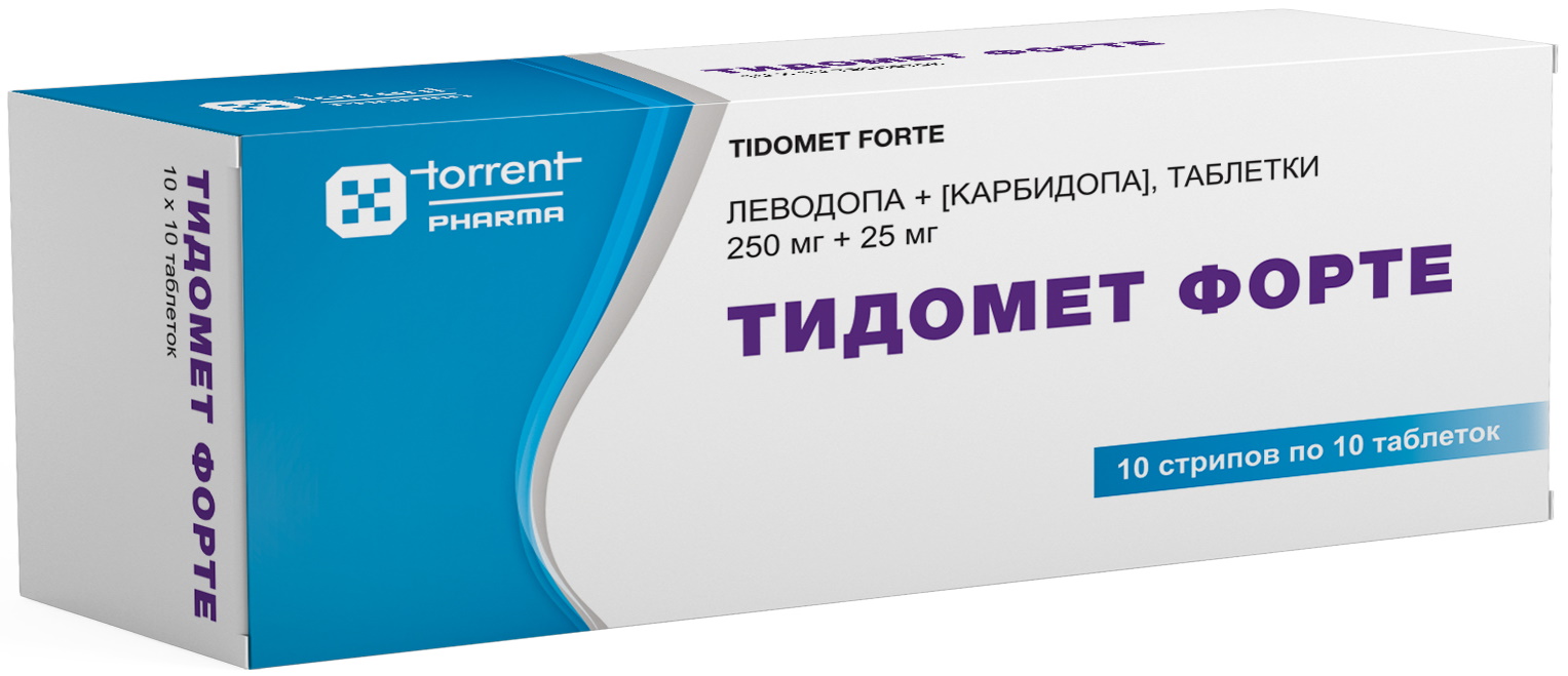 Тидомет форте 250мг+25мг 100 шт. таблетки