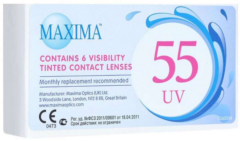 МАКСИМА линзы контактные 55 UV 8,6 (-2,00) 6 шт.