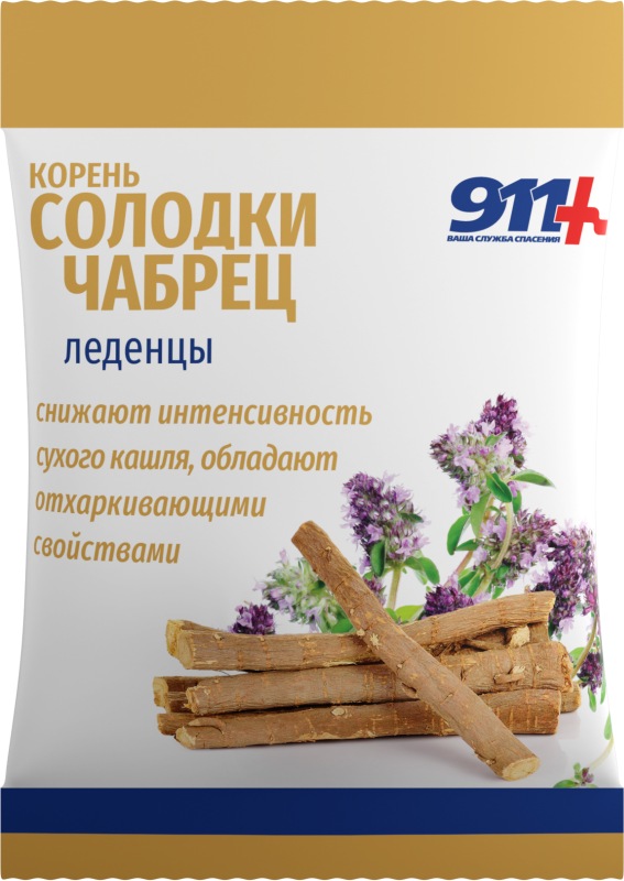 911 Ваша Служба Спасения леденцы корень Солодки/Чабрец с витамином С 2,5г (50г)
