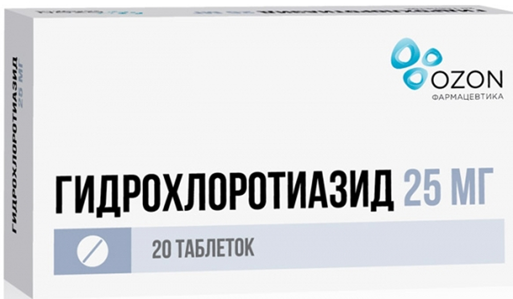 Гидрохлоротиазид 25мг 20 шт. таблетки Озон