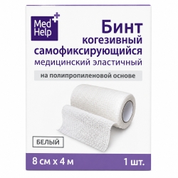 Медхелп бинт когезивный самофиксирующийся на полипропиленовой основе 4мх8см белый