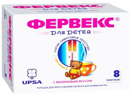 

ФЕРВЕКС ДЛЯ ДЕТЕЙ 3,0г 8 шт. порошок для приготовления раствора для приема внутрь Малина с сахаром