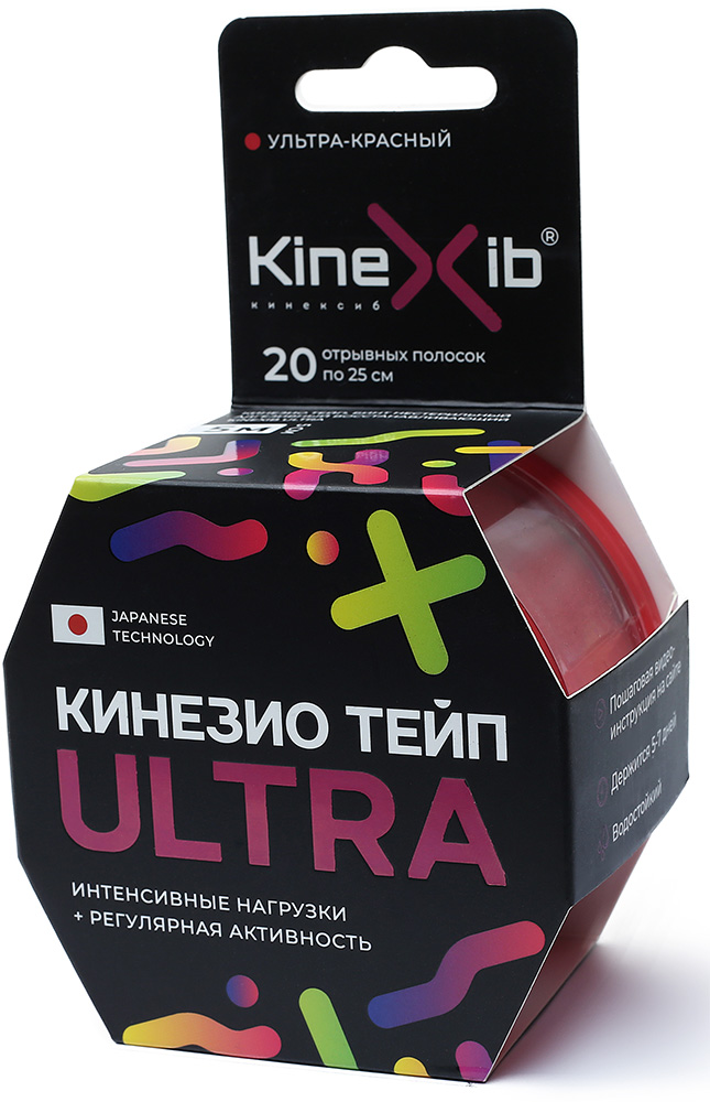 Кинексиб Кинезио-Тейп Ультра бинт 5смх5м красный