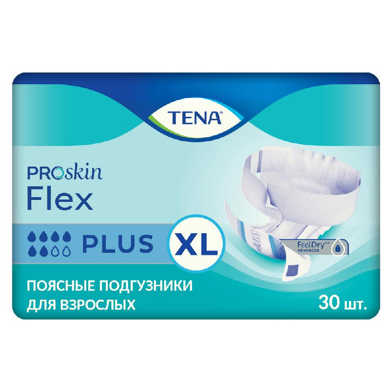 

ТЕНА ФЛЕКС ПЛЮС подгузники поясные размер XL 30 шт.