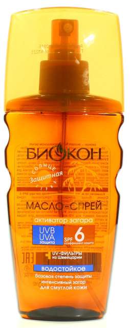 

БИОКОН СОЛНЦЕ масло-спрей Активатор загара SPF6 165мл