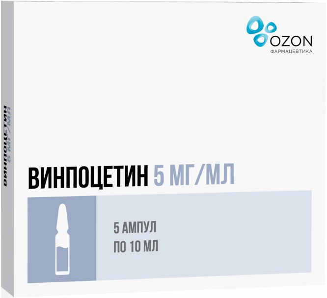 Винпоцетин 5мг/мл 10мл 5 шт. концентрат для приготовления раствора для инфузий