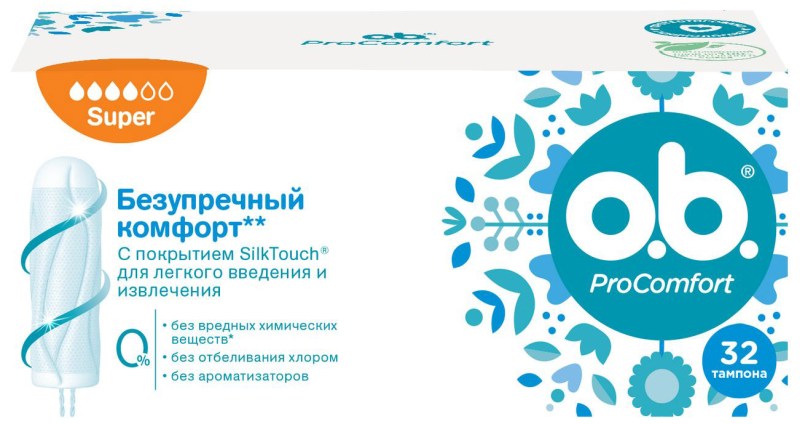 

О.Б. ПРОКОМФОРТ тампоны Супер 32 шт. Джонсон & Джонсон