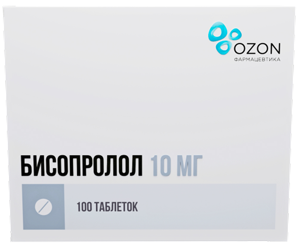 Бисопролол 10мг 100 шт. таблетки покрытые пленочной оболочкой, фото №1