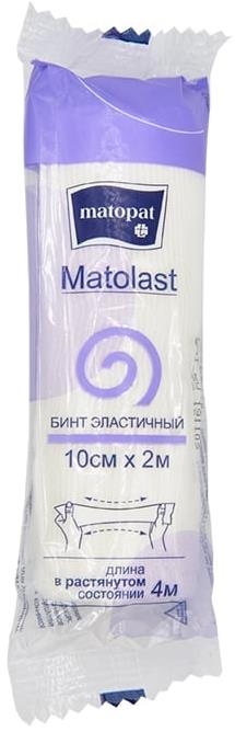Матопат матоласт бинт эластичный тканевый без застежки 10смх2м 1 шт.