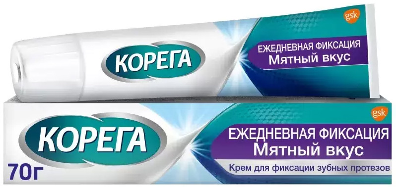 Корега крем для фиксации протезов Ежедневная фиксация Мятный 70г