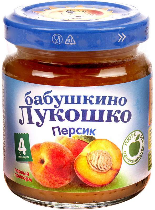 

БАБУШКИНО ЛУКОШКО пюре Персик 4+ 100г