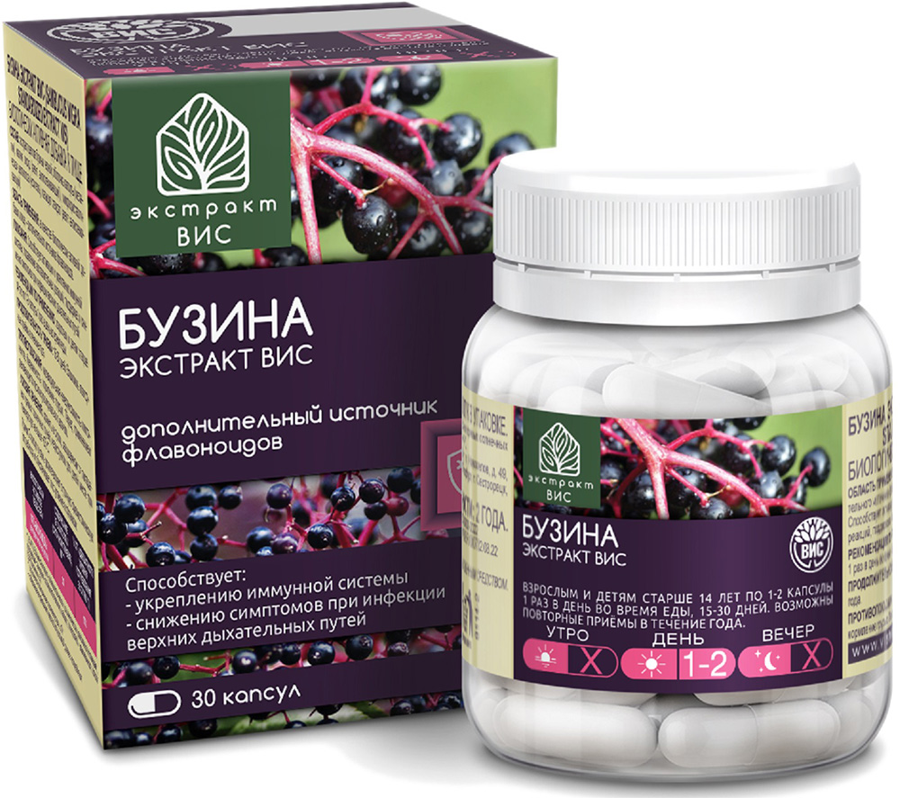 Бузина Экстракт Вис капсулы массой 0,45г 30 шт.