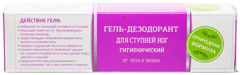 

ПРИРОДНАЯ ФОРМУЛА гель-дезодорант для ступней ног гигиенический 40мл