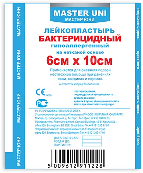 

ПЛАСТЫРЬ МАСТЕРЮНИ 6смх10см 1 шт. нетканая основа