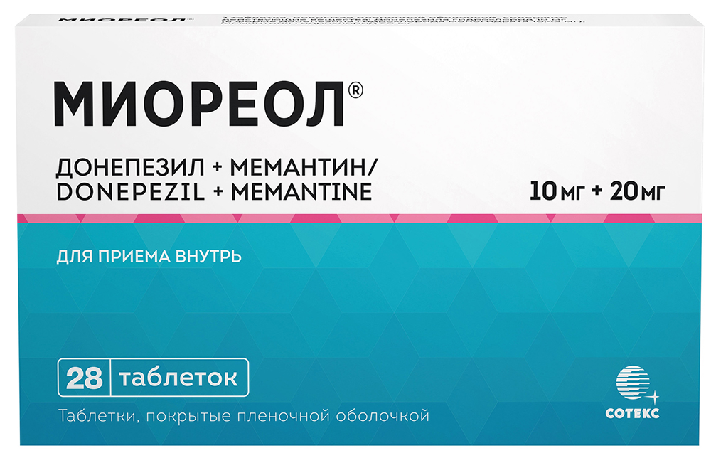Миореол 10мг+20мг 28 шт. таблетки покрытые пленочной оболочкой