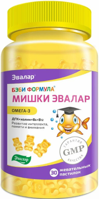 Бэби Формула Мишки Эвалар Омега-3 жевательные пастилки 30 шт.