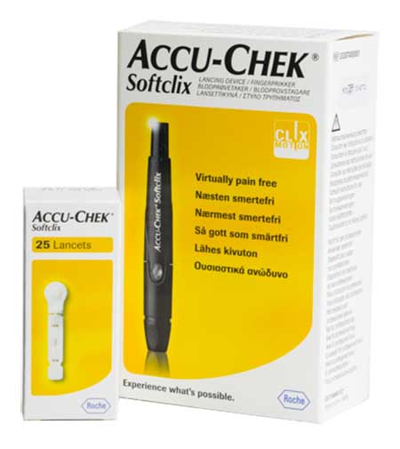 Акку-чек софткликс набор устройство для прокалывания пальца+ланцеты №25