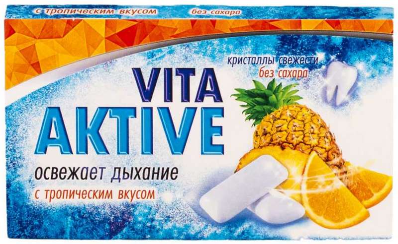 

ВИТА АКТИВ резинка жевательная без сахара Тропические Фрукты 16г