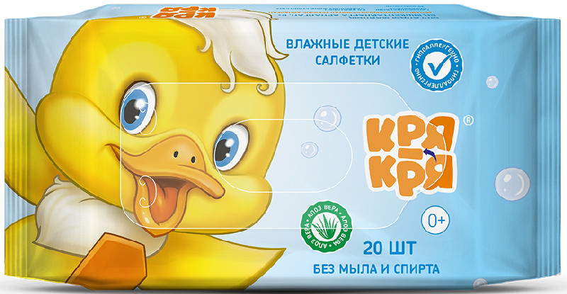 Кря-кря салфетки влажные детские алоэ вера 20 шт.