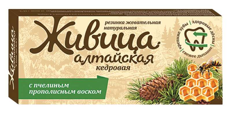 

ЖИВИЦА АЛТАЙСКАЯ резинка жевательная с прополисным воском Кедровая 4 шт. Алтайский букет