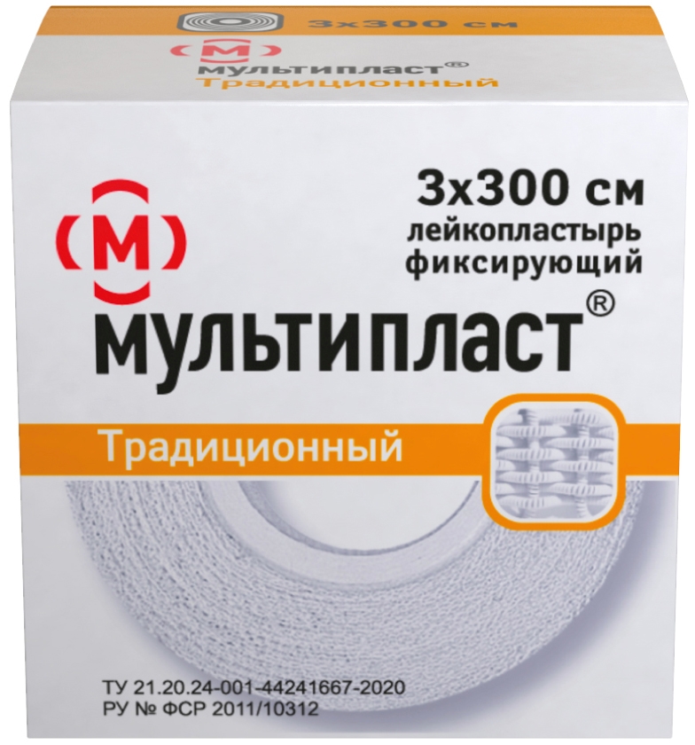 Мультипласт лейкопластырь 3х300см на тканевой основе