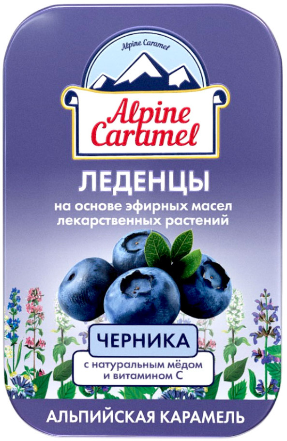 Альпийская Карамель леденцы Мёд/Витамин С/Черника 53г