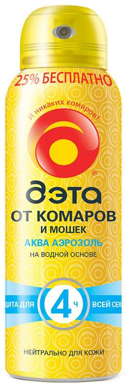 

ДЭТА АКВА аэрозоль от комаров и мошек 125мл
