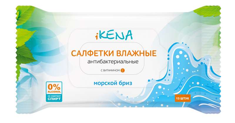 

ИКЕНА салфетки влажные антибактериальные Морской бриз 15 шт.