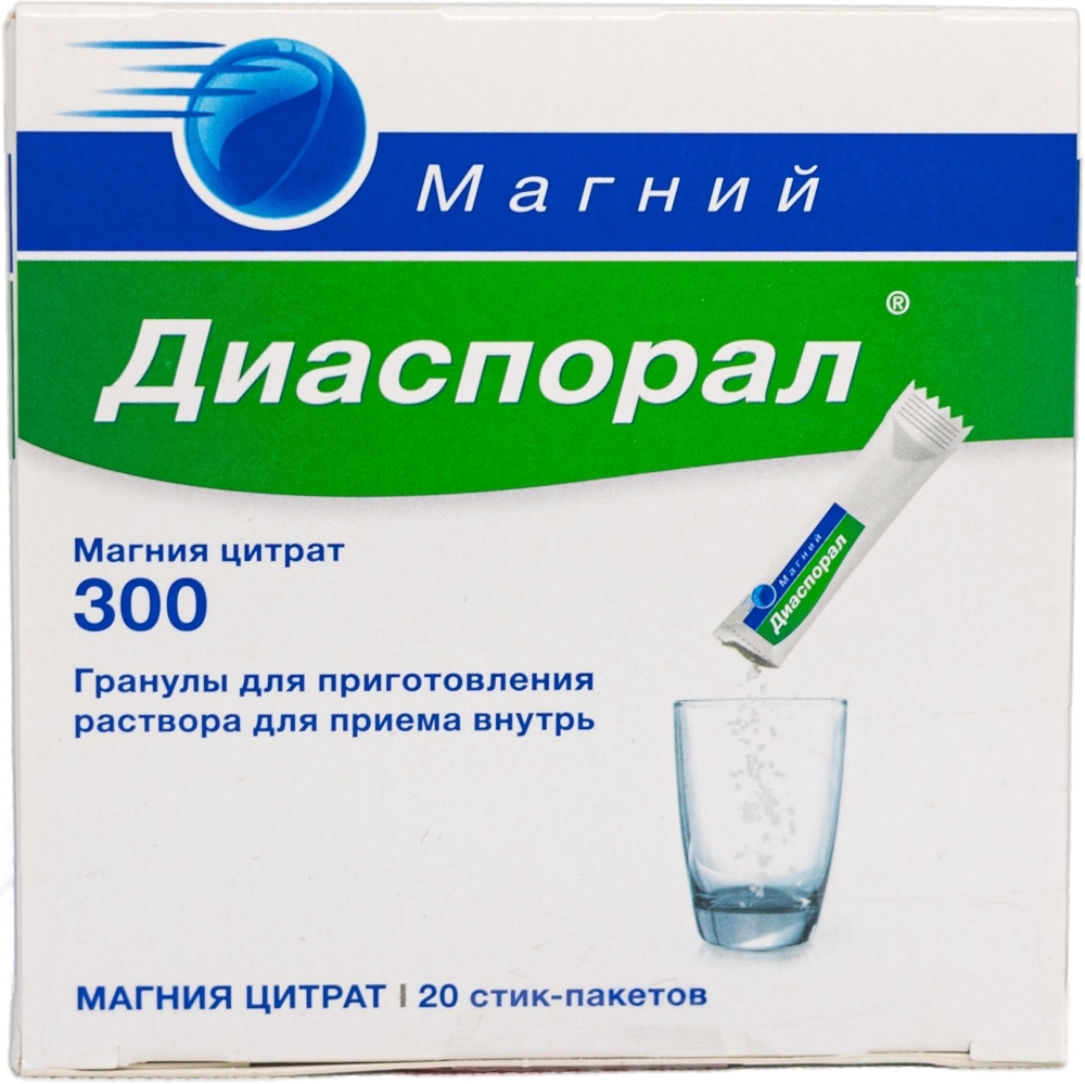 Магний-диаспорал 300 5г 20 шт. гранулы для приготовления раствора для приема внутрь