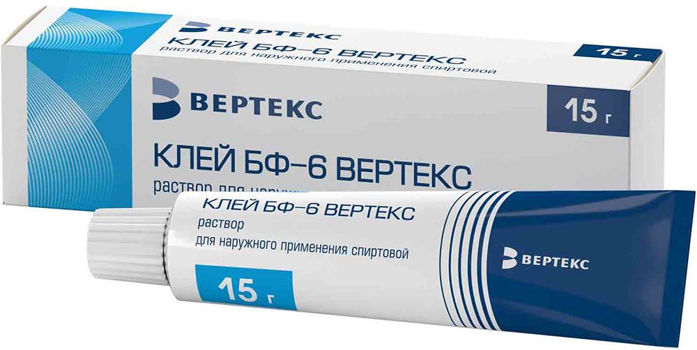 Клей Бф-6 15г раствор для наружного применения спиртовой туба Вертекс