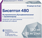 Бисептол 480 (80мг+16мг) /мл 5мл 10 шт. концентрат для приготовления раствора для инфузий